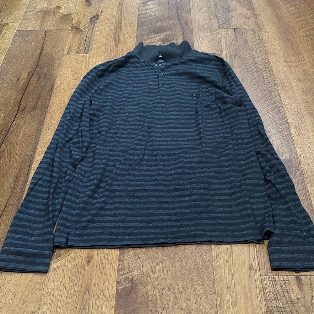 Burberry London Men’s Black Striped Polo Shirt Size M